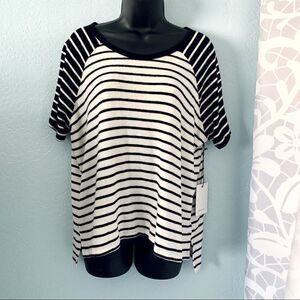 Hye Park and Lune Black & White Short Sleeve Sweater Top Size 1